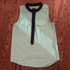 J Crew Sleeveless work blouse 00 Mint/Navy